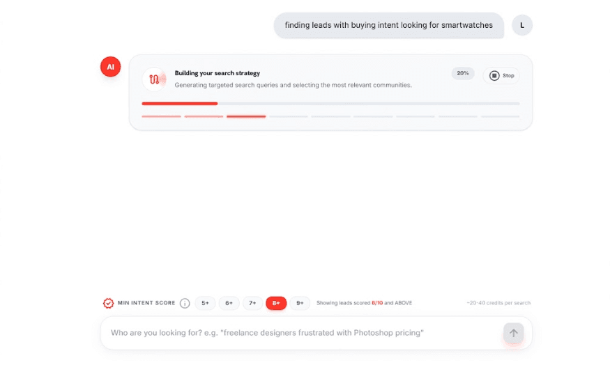 LeadLinx running a real search — building the search strategy